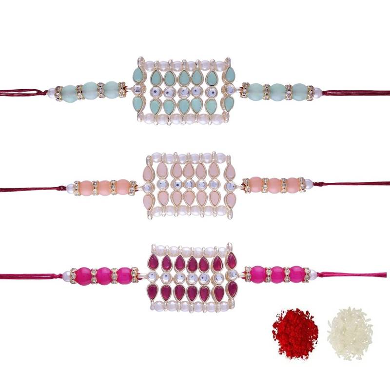 Ethnic Designer Pearl Beads Studded with Roli Chawal for BrotherMen 