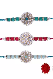 Ethnic Designer Pearl Beads Studded with Roli Chawal for BrotherMen