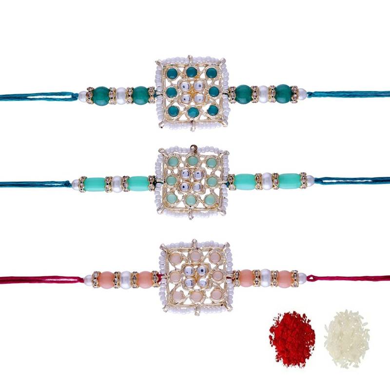 Ethnic Designer Pearl Beads Studded with Roli Chawal for BrotherMen