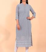 Pikasha Womens Georgette Solid Straight Kurta (Grey)