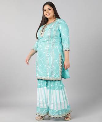 Pikasha Womens Rayon Solid Straight Kurta Sharara dupatta (Sky blue) 3