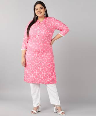 Pikasha Womens Rayon Bandhani print Straight Kurta and pant set (Peach) 1