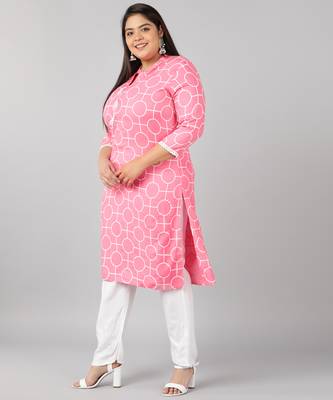 Pikasha Womens Rayon Bandhani print Straight Kurta and pant set (Peach) 3