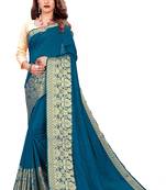 Glamrack Teal Green Jacquard Art Silk Designer Saree With Blouse Piece
