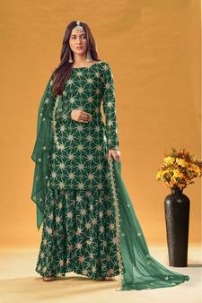 Green sequins georgette salwar