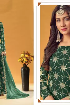 Green sequins georgette salwar