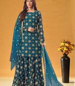Electric-blue sequins georgette salwar