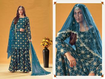 Electric-blue sequins georgette salwar 2