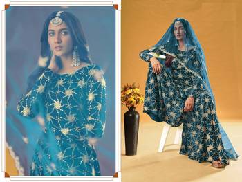 Electric-blue sequins georgette salwar 3
