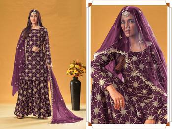 Wine sequins georgette salwar 2