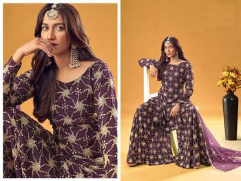 Wine sequins georgette salwar 3