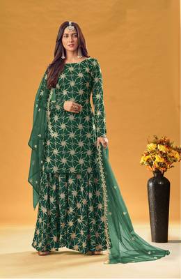 Green sequins georgette salwar 4