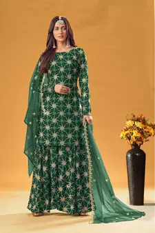 Green sequins georgette salwar