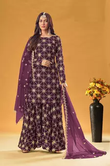 Wine sequins georgette salwar