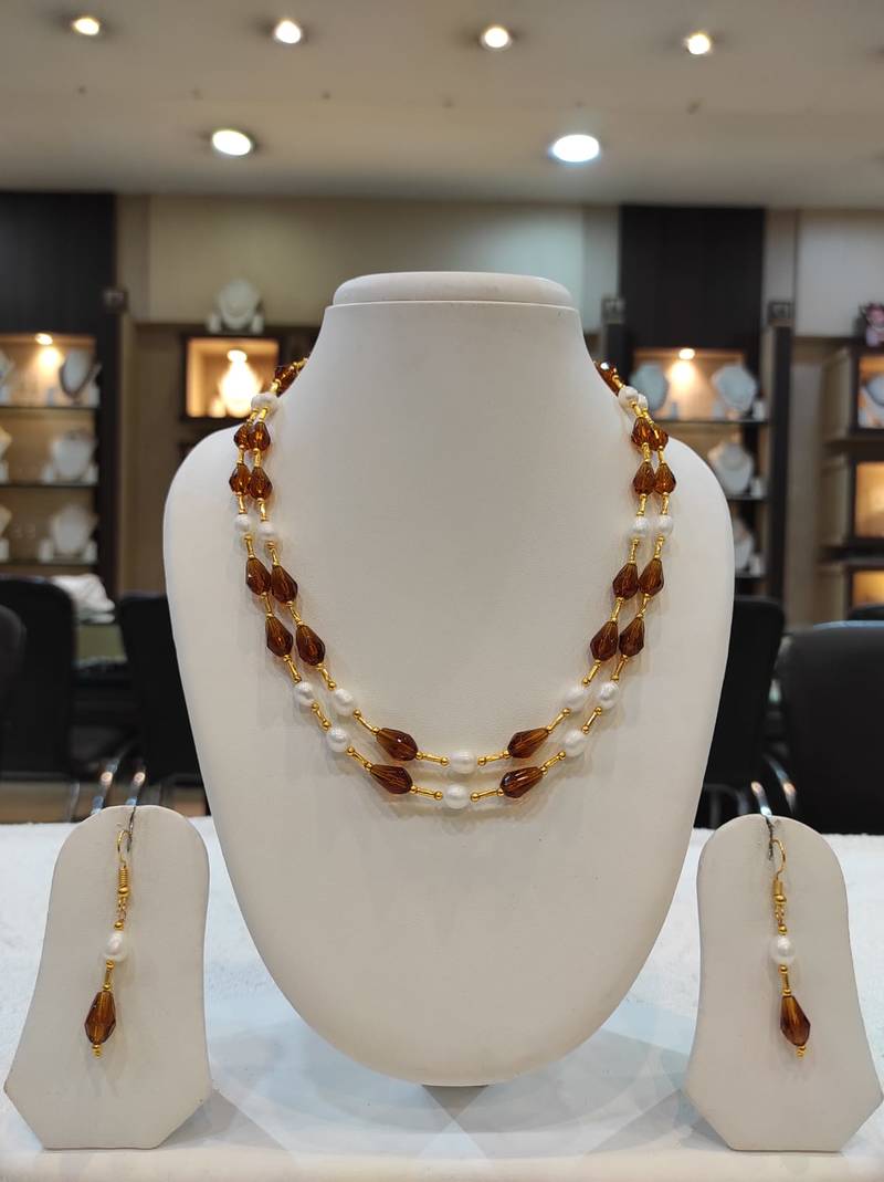 Brown pearl necklaces