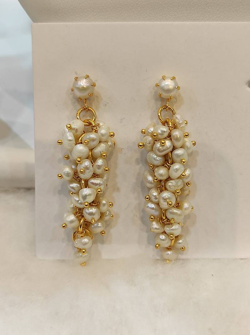 White pearl earrings