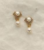 White pearl earrings