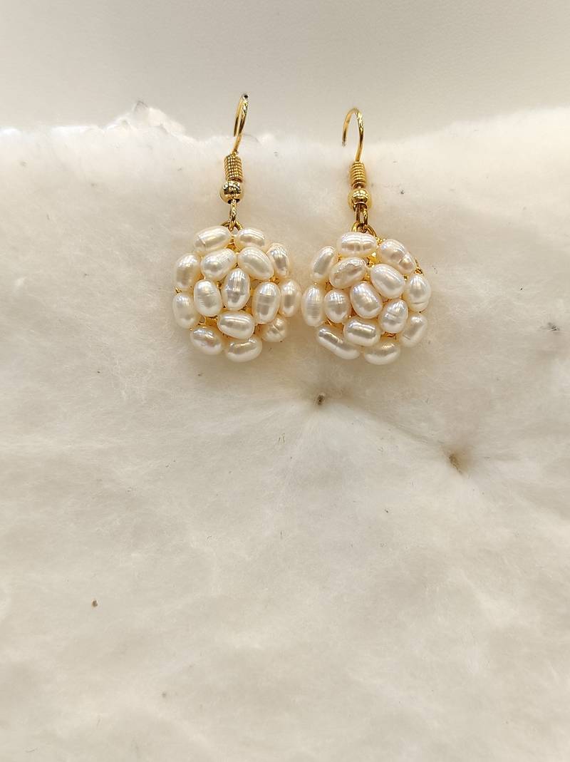 White pearl earrings