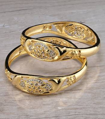 Gold Plated Designer American Diamond Bangles BD608 2
