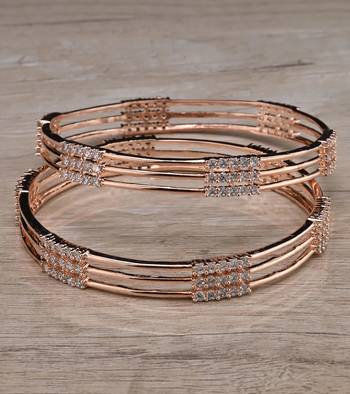 Rose Gold Plated American Diamond Bangles BD609 1