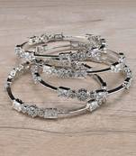 Rhodium Plated White Stone American Diamond Bangles BD612
