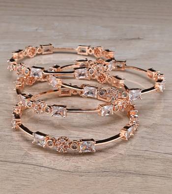 Rose Gold Plated White Stone American Diamond Bangles BD616 1