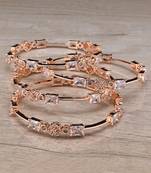 Rose Gold Plated White Stone American Diamond Bangles BD616