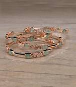 Rose Gold Plated Mint Stone American Diamond Bangles BD618