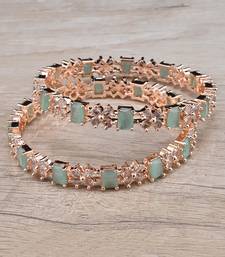 Rose Gold Plated Mint Stone American Diamond Bangles BD625