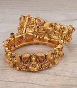 Gold Plated Temple Worked Stone Embellished Bangles BD637