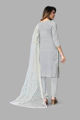 French Crepe Embroidery Unstitched Dress Material 2