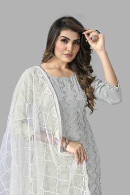 French Crepe Embroidery Unstitched Dress Material 3