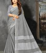 Grey woven linen saree with blouse