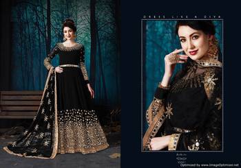 Black Designer Georgette Anarkali Salwar Suit With Real Mirror Work Semi Stitched 2