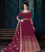 Rani Pink Georgette Anarkali Salwar Suit With Real Mirror Work