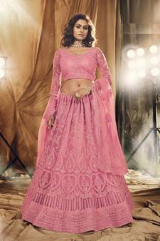 Maroon Color Designer Wedding Wear Net Lehenga With Un Stitched Blouse
