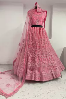 Maroon Color Designer Wedding Wear Net Lehenga With Un Stitched Blouse