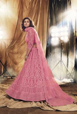 Maroon Color Designer Wedding Wear Net Lehenga With Un Stitched Blouse 4