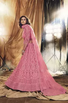 Maroon Color Designer Wedding Wear Net Lehenga With Un Stitched Blouse
