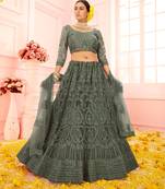 Green Color Designer Wedding Wear Net Lehenga With Un Stitched Blouse