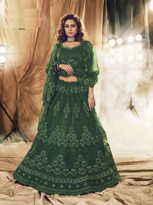 Red Color Designer Wedding Wear Net Lehenga With Un Stitched Blouse 1