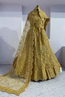 Yellow Color Designer Wedding Wear Net Lehenga With Un Stitched Blouse
