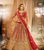 Red Color Designer Wedding Wear Net Lehenga With Un Stitched Blouse