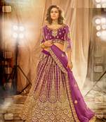 Wine Color Designer Wedding Wear Net Lehenga With Un Stitched Blouse