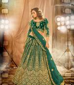Green Color Designer Wedding Wear Net Lehenga With Un Stitched Blouse