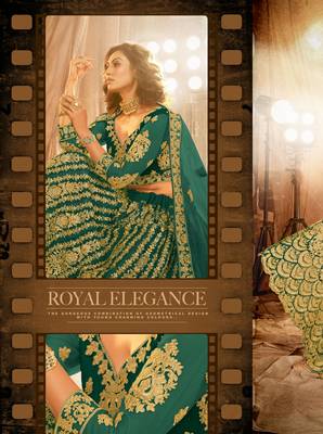 Green Color Designer Wedding Wear Net Lehenga With Un Stitched Blouse 3
