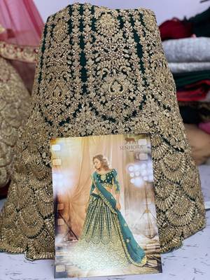 Green Color Designer Wedding Wear Net Lehenga With Un Stitched Blouse 4