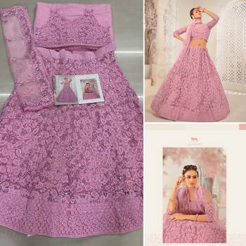 Pink Color Designer Wedding Wear Net Lehenga With Un Stitched Blouse 3