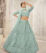 Green Color Designer Wedding Wear Net Lehenga With Un Stitched Blouse