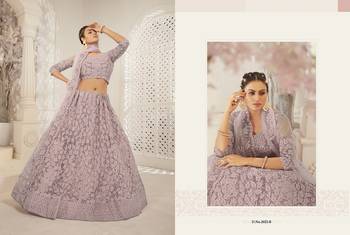 Rose Gold Designer Wedding Wear Net Lehenga With Un Stitched Blouse 2